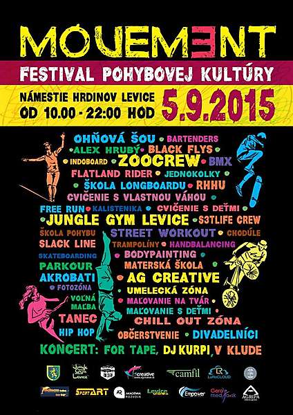 Levický festival pohybovej kultúry - Movement festival Vol.2 už 5.9.2015!