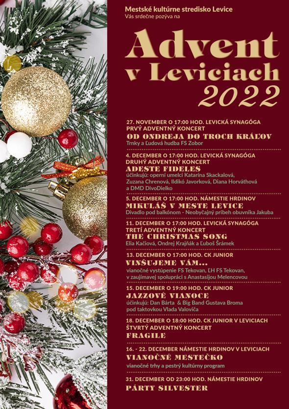 Advent 2022 v Leviciach v znamení koncertov, príde Mikuláš a Levičania si užijú Vianočné mestečko