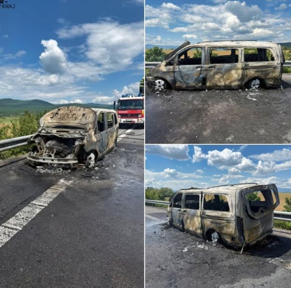 Na rýchlostnej ceste R1 za Čaradicami v smere do Nitry zhorelo vozidlo Na rýchlostnej ceste R1 za Čaradicami v smere do Nitry zhorelo vozidlo