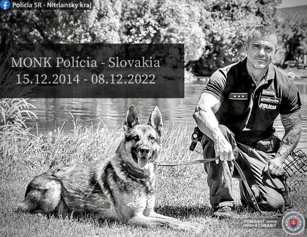 Policajnému psovodovi Vincentovi Vasarábovi z Levíc odišiel do psieho neba parťák Monk