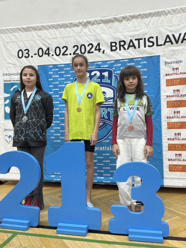 Plavkyne ŠK Atóm Levice vyplávali na plaveckých pretekoch 3-2-1 štart v Bratislave dovedna 24 medailí