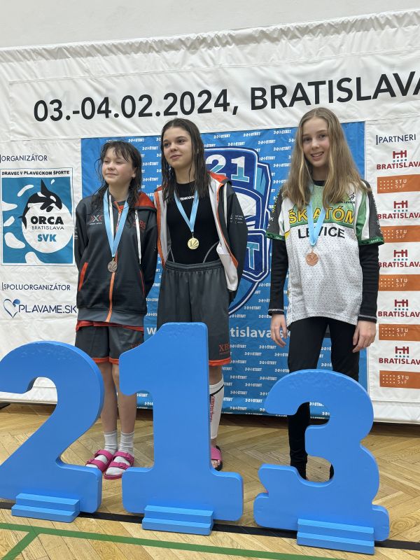 Plavkyne ŠK Atóm Levice vyplávali na plaveckých pretekoch 3-2-1 štart v Bratislave dovedna 24 medailí