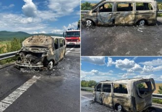 Na rýchlostnej ceste R1 za Čaradicami v smere do Nitry zhorelo vozidlo